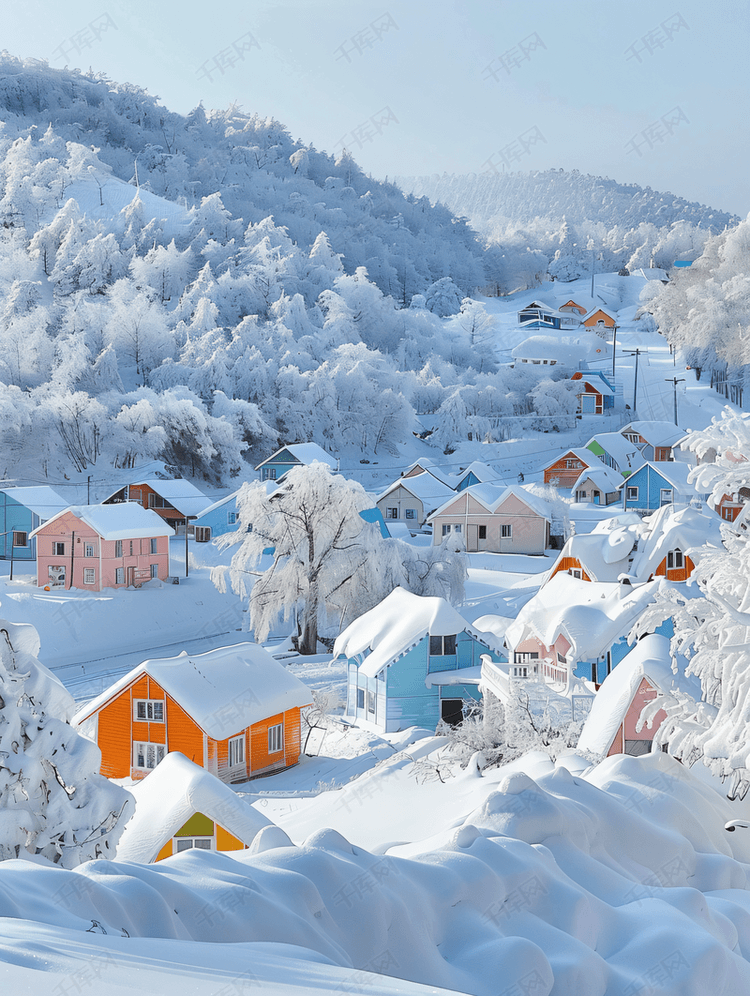 黑龙江牡丹江雪村雪乡风景