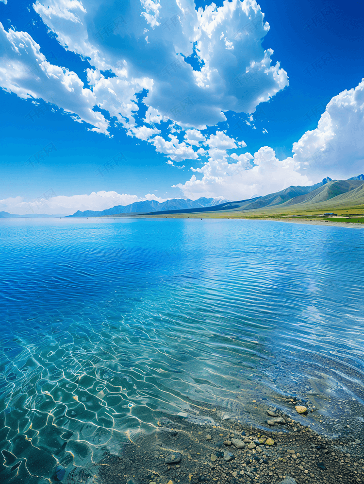 新疆赛里木湖蓝天湖泊美景