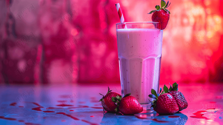 美味的草莓奶昔摄影5