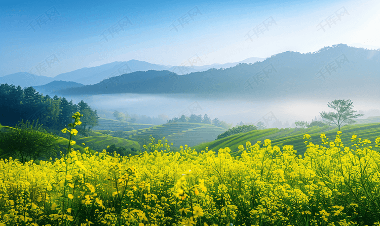 婺源油菜花山光春色自然风景