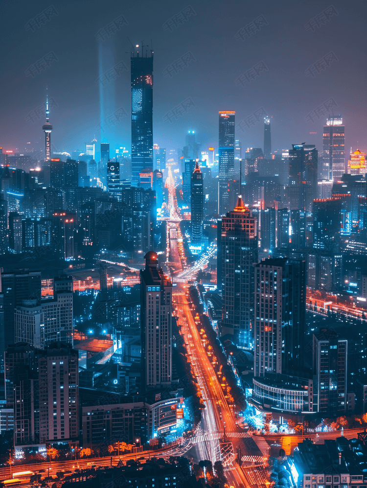 武汉城市夜景未来科技城