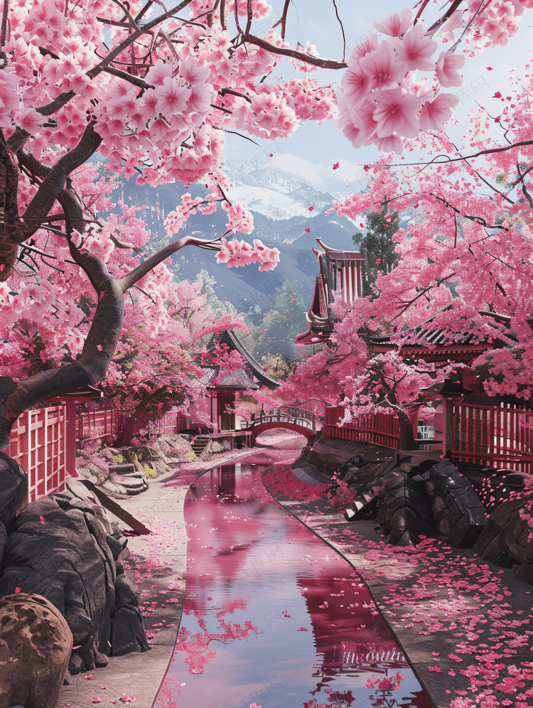 日本京都清水寺春季樱花