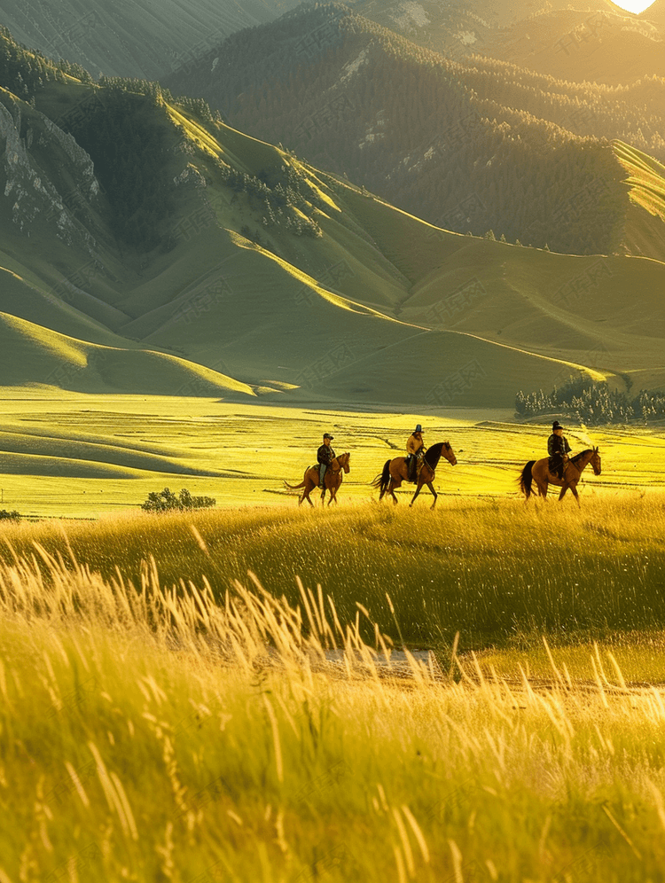 策马崩腾的夏季新疆大草原