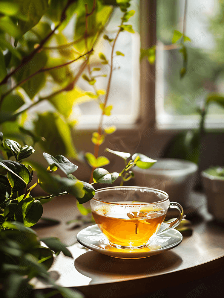 茶饮与绿植温馨