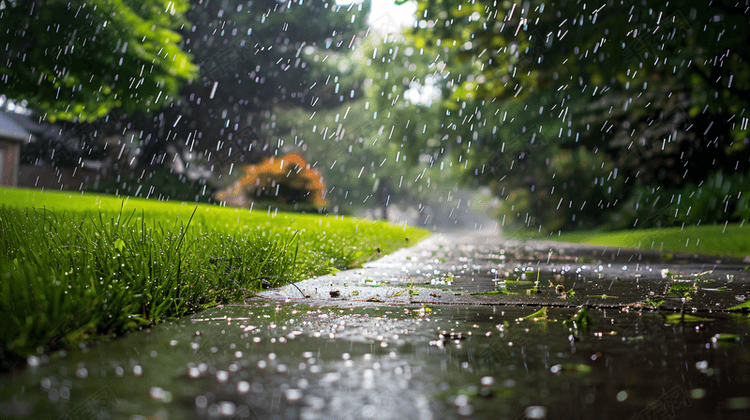 下雨天的草坪摄影7