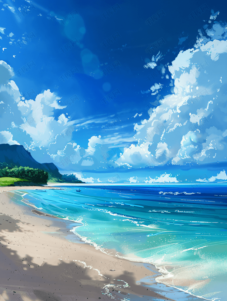 蓝天沙滩海岸