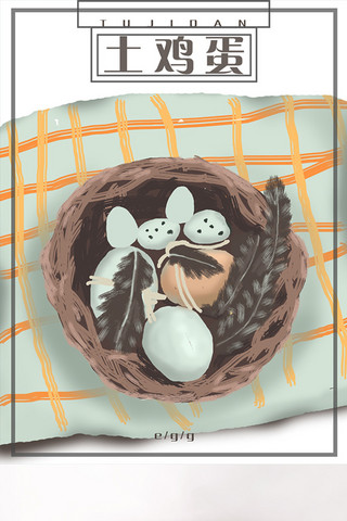 鸡毛毯子海报模板_手绘土鸡蛋原创插画海报