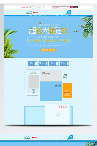 花草美图海报模板_超极大牌狂欢天猫女装PC端首页模板女装