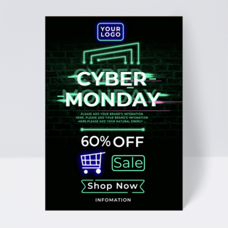 绿色电子元素cyber monday 促销传单