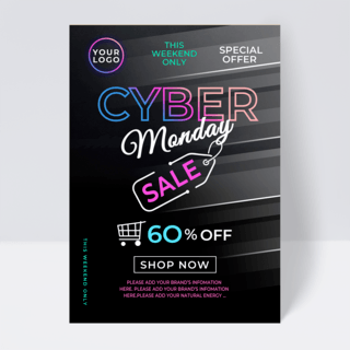 渐变彩色cyber monday 促销传单