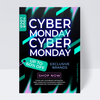 促销绿色标签海报模板_绿色标签cyber monday 促销传单