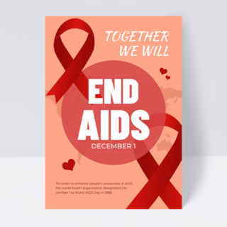 防御病毒海报模板_橙色背景艾滋病宣传单张