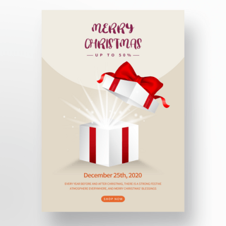 红色的礼盒海报模板_时尚光效打开的礼盒圣诞节快乐社交媒体