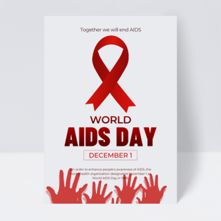 病毒防御海报模板_简约红色丝带艾滋病宣传单张