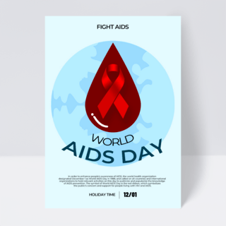 防御病毒海报模板_地球元素红丝带艾滋病防治宣传传单