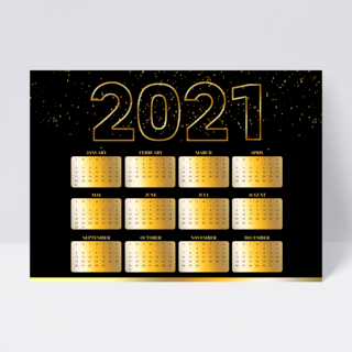 简约黑金色2021年历设计