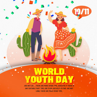 现代世界海报模板_现代世界青年节节日庆祝模板设计
