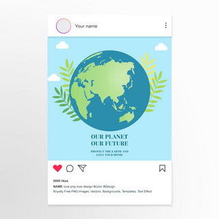 保护环境倡议海报模板_蓝色环境保护倡议 social media post