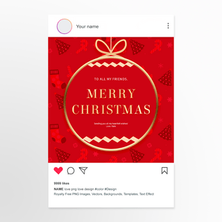 圣诞节袜海报模板_红色吊球圣诞节 social media post