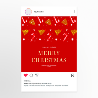 拐杖海报模板_红色圣诞图案圣诞节 social media post