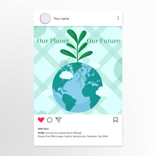 环境保护插画海报模板_网格环境保护卡片