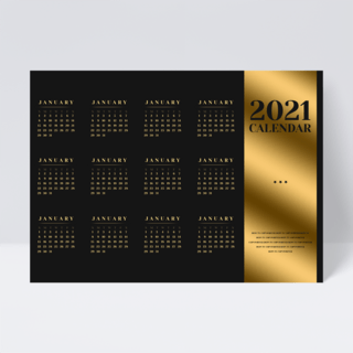 背景配色海报模板_奢华经典黑金配色2021年历日历模板设计