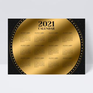 简约高端奢华海报模板_高端奢华黑金背景2021年历经典日历模板设计