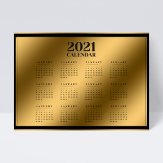 简约奢华黑金2021年历经典日历模板设计