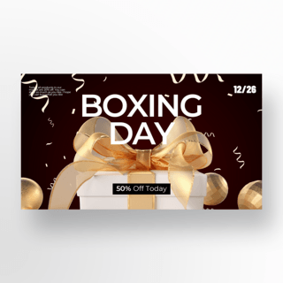 电商风格礼盒海报模板_创意礼盒深色背景boxing day卡通风格模板
