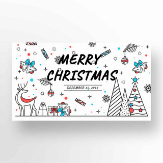 线条袜子海报模板_简约线条彩色圣诞节模板