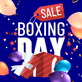 创意蓝色背景boxing day卡通风格模板