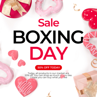 简约白色背景可爱boxing day卡通风格模板