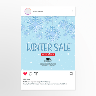 雪花元素冬季促销社交媒体宣传图