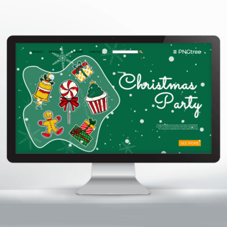登录页面设计海报模板_绿色可爱的圣诞快乐登录页面模版设计