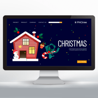 登录页面设计海报模板_深色背景可爱的圣诞快乐登录页面模版设计