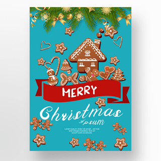 圣诞房子海报模板_圣诞姜饼房子海报