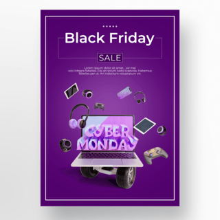 电子设备背景海报模板_黑色星期五电脑紫色背景
