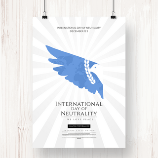 鸽子剪影海报模板_创意个性剪影international neutrality day海报
