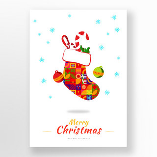 圣诞节拐杖糖海报模板_色块几何圣诞节圣诞袜海报