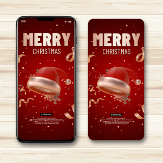 圣诞圣诞元素海报模板_红色圣诞帽元素精致圣诞装饰移动端促销模板