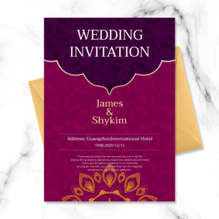 紫色印度婚礼邀请函