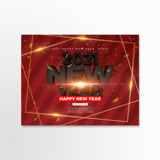 新年海报模板_创意奢华高级新年2021年节日贺卡