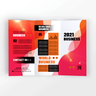 折页流体海报模板_现代2021商务渐变流行风格三折页设计