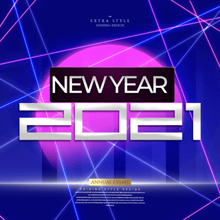 现代时尚创意2021新年宣传sns