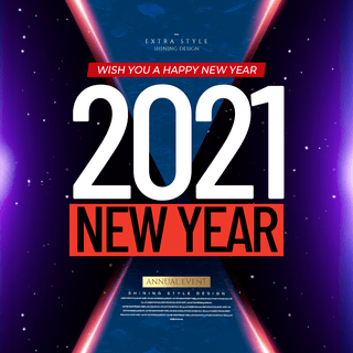 现代创意时尚2021新年节日sns