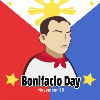 灯笼吐尼奥海报模板_bonifacio day博尼法西奥纪念日扁平人物肖像
