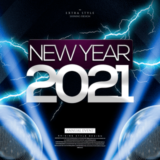 2021节日海报模板_新年2021节日派对宣传sns