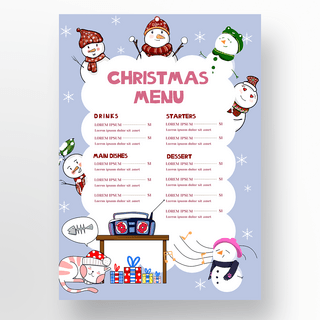 雪人圣诞菜单设计