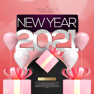 时尚个性简约海报模板_时尚个性创意2021新年节日sns