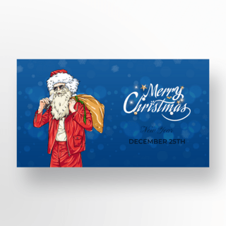 蓝色背景 banner merry christmas